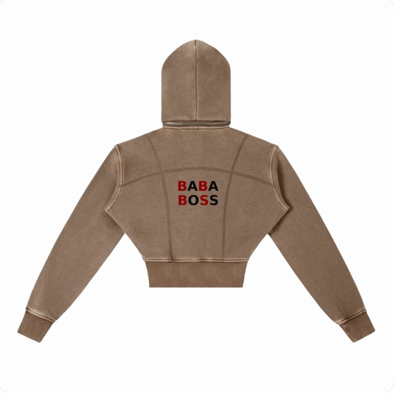 Baba Boss Vintage Washed Cropped Fleece Hoodie - Picture 2 of 6